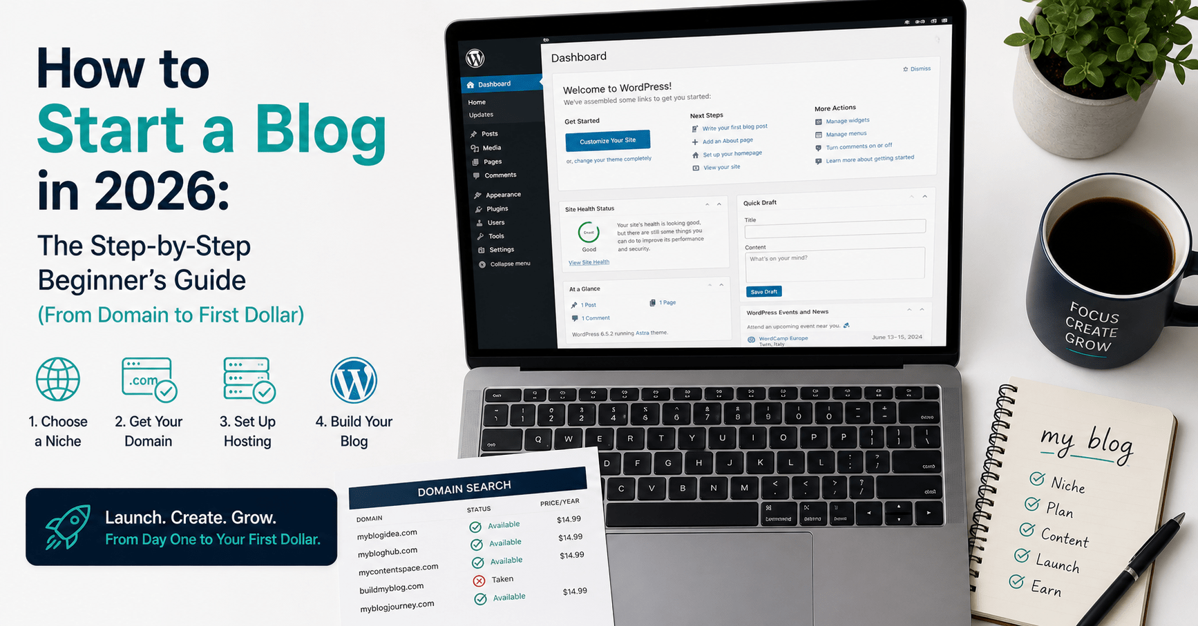 How to start a blog in 2026 — step-by-step beginners guide from domain to first dollar