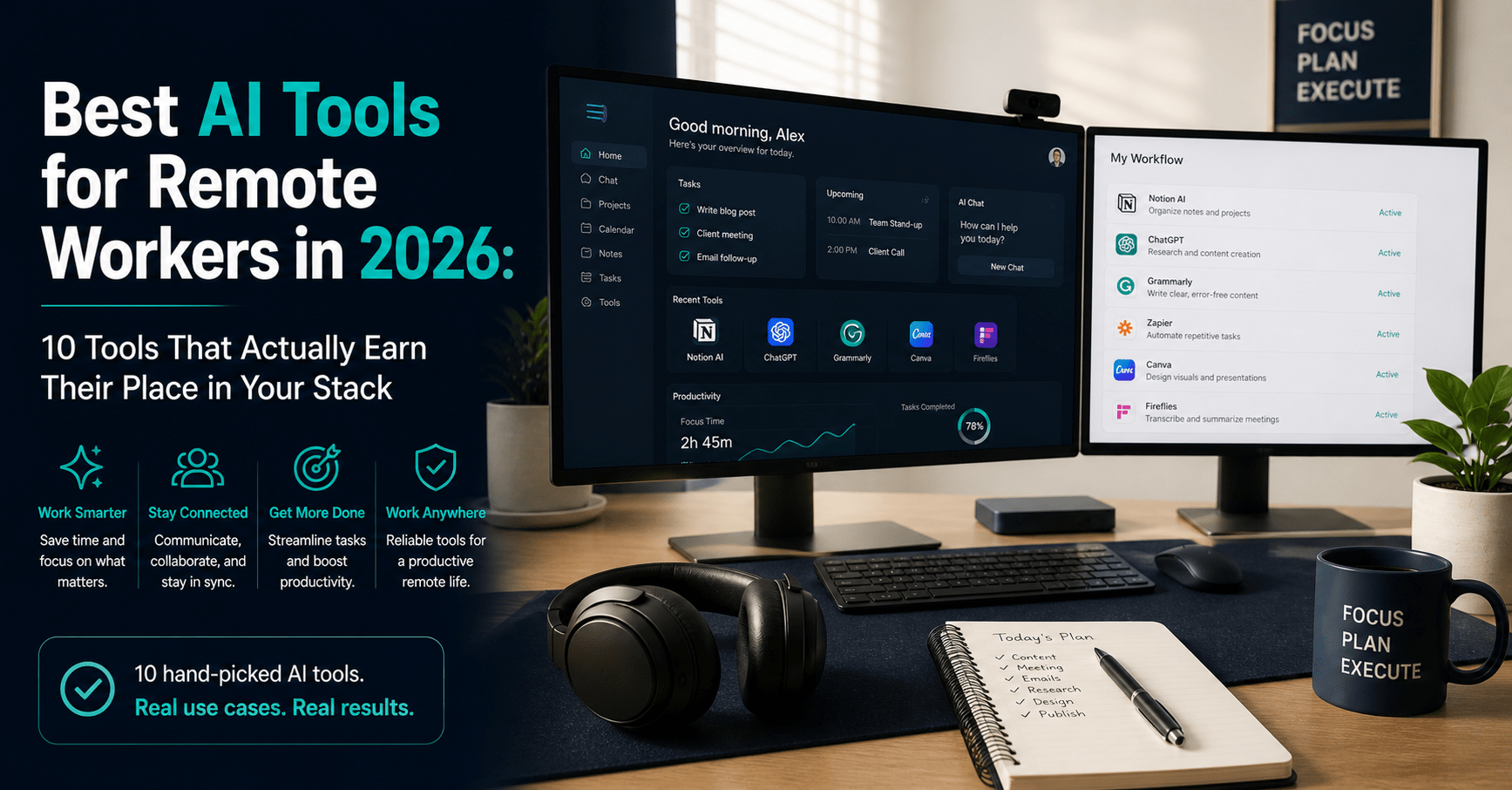 Best AI tools for remote workers 2026 — productivity stack for distributed teams