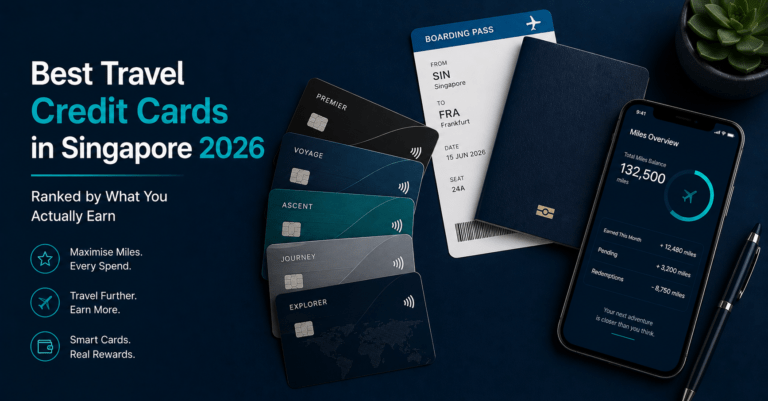 Best travel credit cards Singapore 2026 ranked by miles earn rate showing top five cards for Singapore residents
