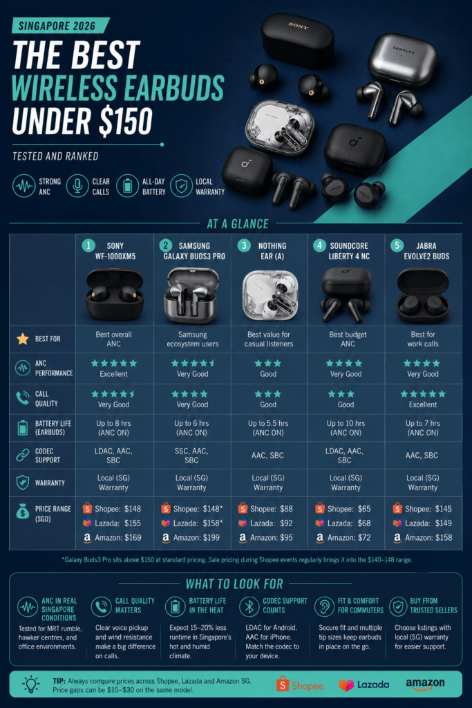 Best wireless earbuds under $150 infographics