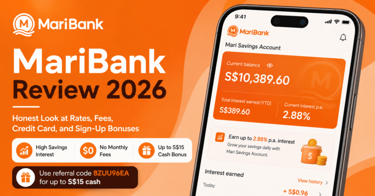 MariBank app open on smartphone showing Mari Savings Account interest rate dashboard Singapore 2026