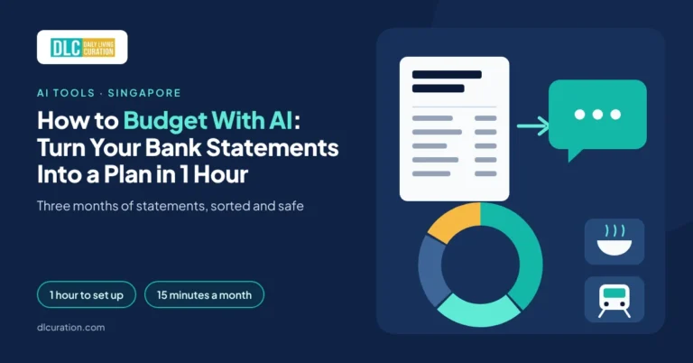 How to budget with AI banner showing a redacted bank statement turned into a spending chart