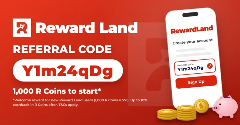 How to use Reward Land referral code Y1m24qDg: 1,000 R Coins to start, phone sign-up screen with code