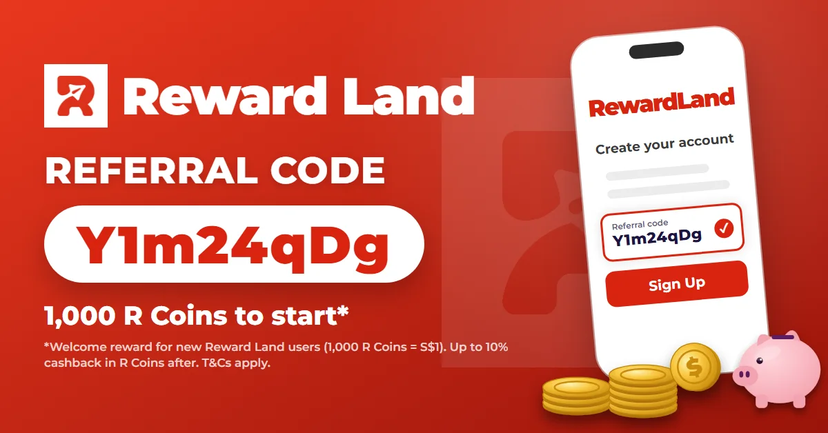How to use Reward Land referral code Y1m24qDg: 1,000 R Coins to start, phone sign-up screen with code