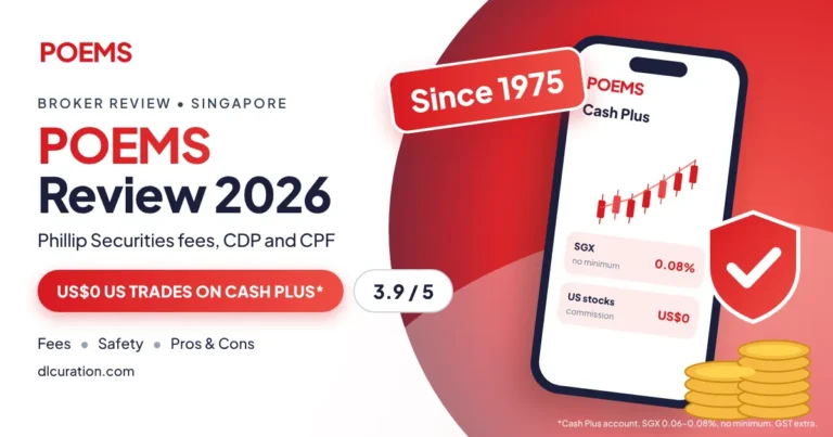 POEMS review 2026 banner with phone showing a stock chart, since 1975 badge and shield
