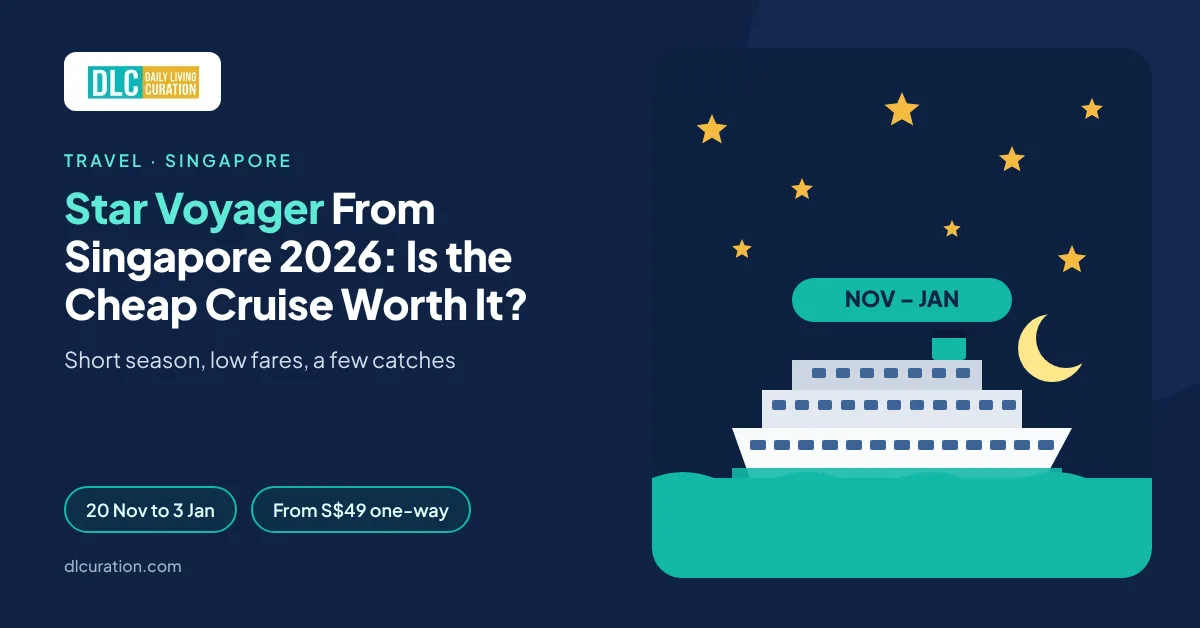 Star Voyager cruise Singapore banner with cruise ship under a starry sky and November to January dates