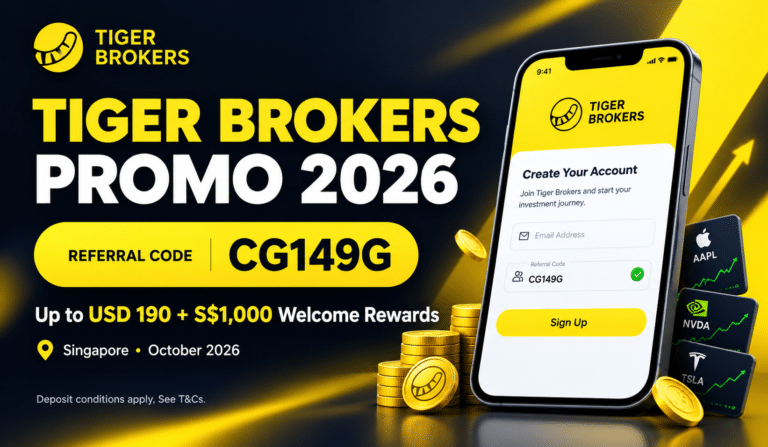 Tiger Brokers Singapore promo October 2026 — promo code CG149G unlocks up to USD 190 plus S$1,000 welcome bonus